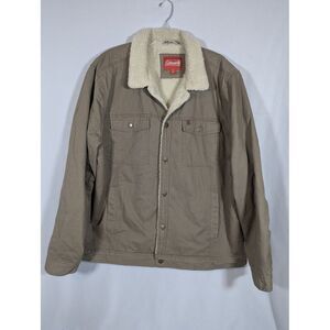 Coleman Mens XXL Sherpa Lined Durable Twill Shell Workwear Jacket Tan Flaw